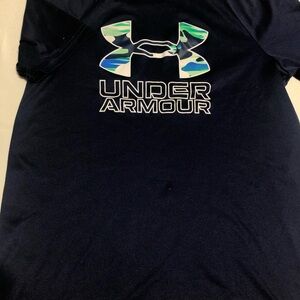 Boys Under Armour Navy T-Shirt with Logo